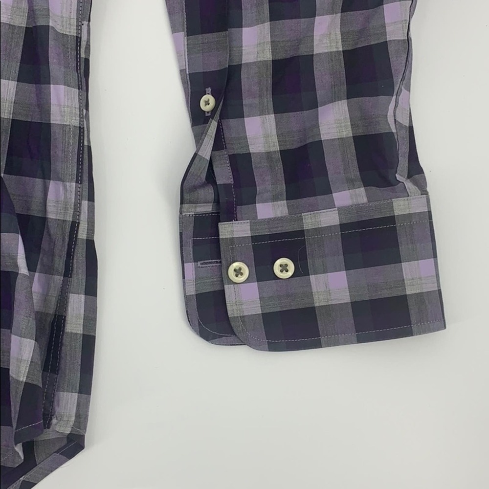 Peter Millar Large Checker Print Button Down Purp… - image 4